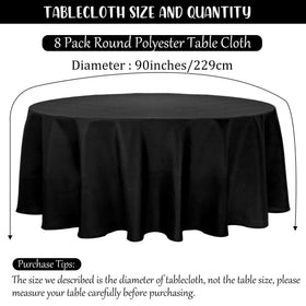 Fivenl black round tablecloth draped on a table for an elegant banquet.