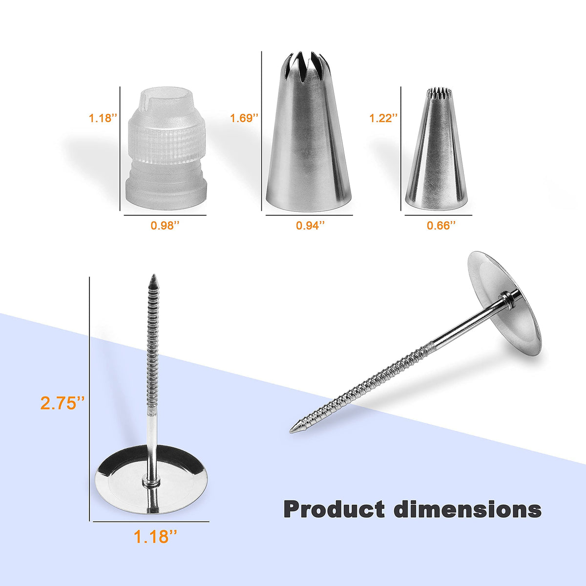 FIVETAS 52 numbered piping tips align with chart for quick tip choice