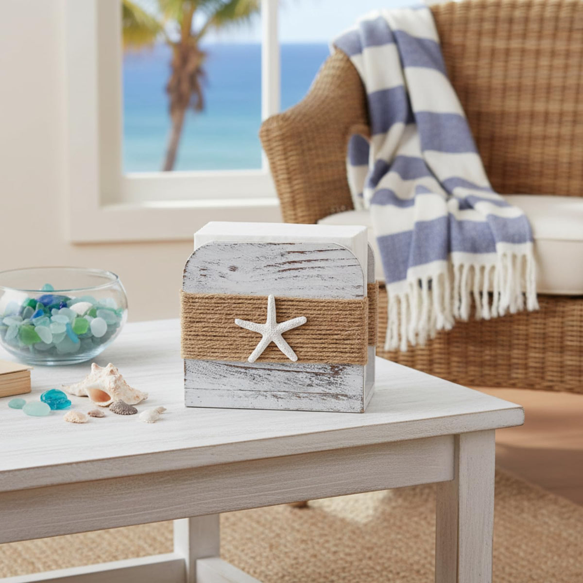 Fiwochic napkin holder beach style white adds coastal charm for outdoor tables