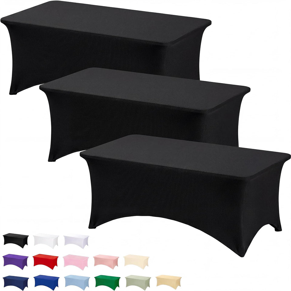 Fixwal 3-pack black table cloth for 6ft rectangle offers a clean, professional look.