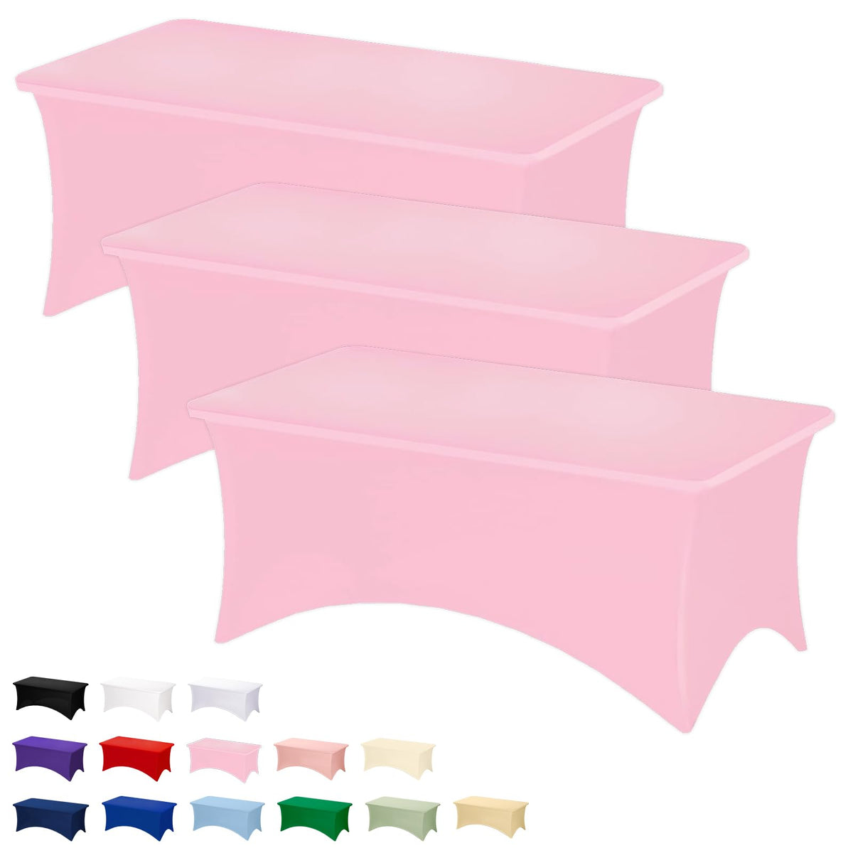 Fixwal 3-pack pink tablecloth covers a 6ft table with a sleek, wrinkle-resistant finish.