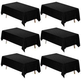 Fixwal 6-pack black tablecloth, 60x102 inches, ideal for elegant banquets.