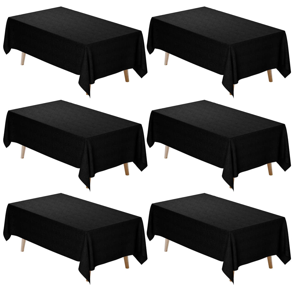 Fixwal 6-pack black tablecloth, 60x102 inches, ideal for elegant banquets.