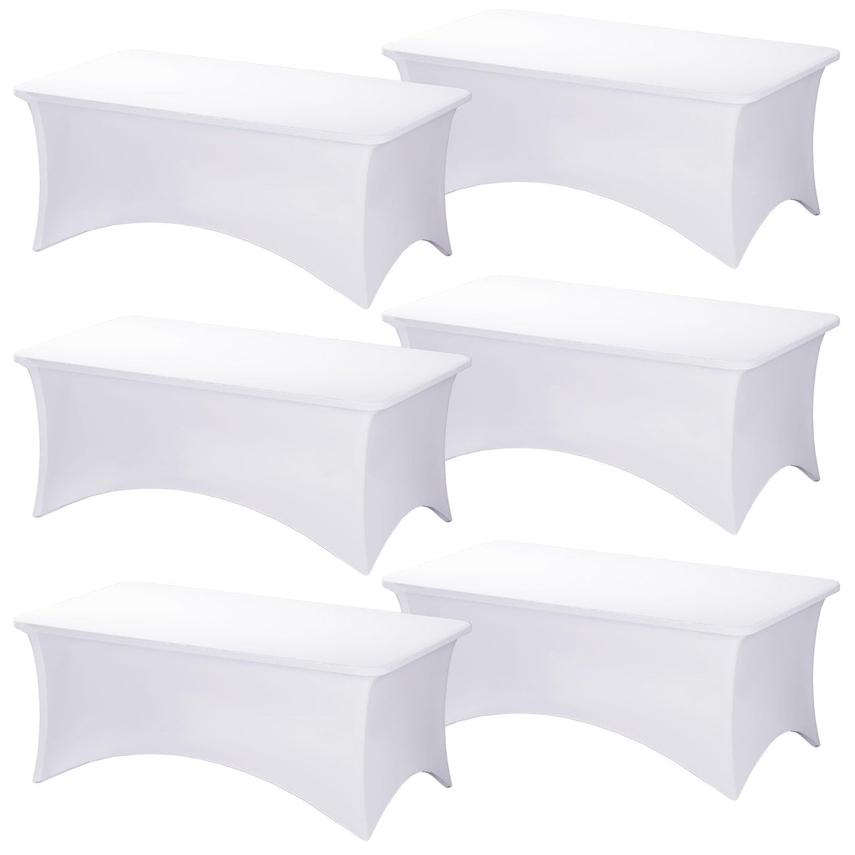 Fixwal 6-pack white fitted table cover on a 6ft table for a clean, tailored look