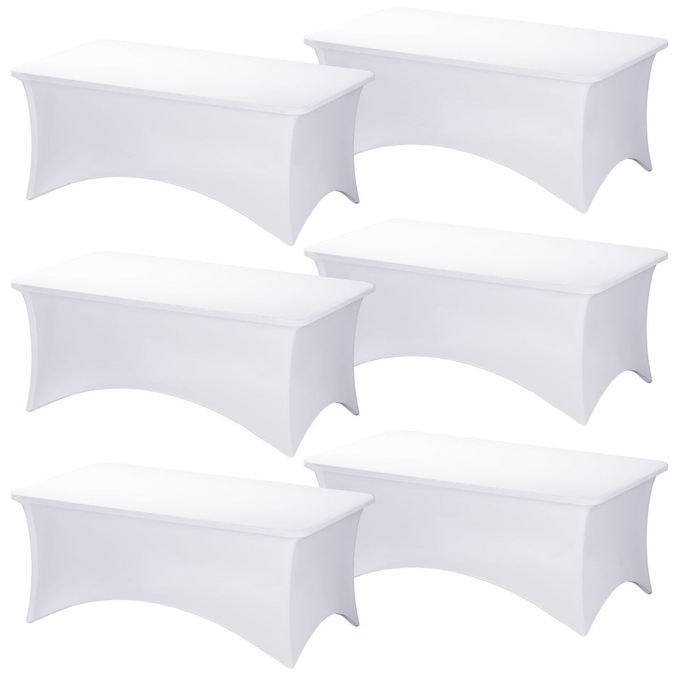 Fixwal 6-pack white fitted table cover on a 6ft table for a clean, tailored look