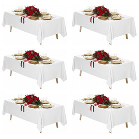 Fixwal 6-pack white rectangle tablecloth 70x120 on dining table for elegant events