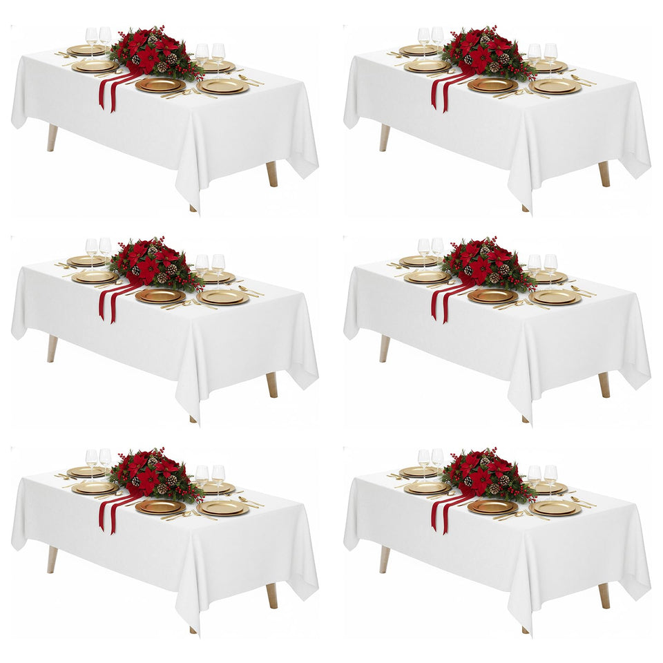 Fixwal 6-pack white rectangle tablecloth 70x120 on dining table for elegant events