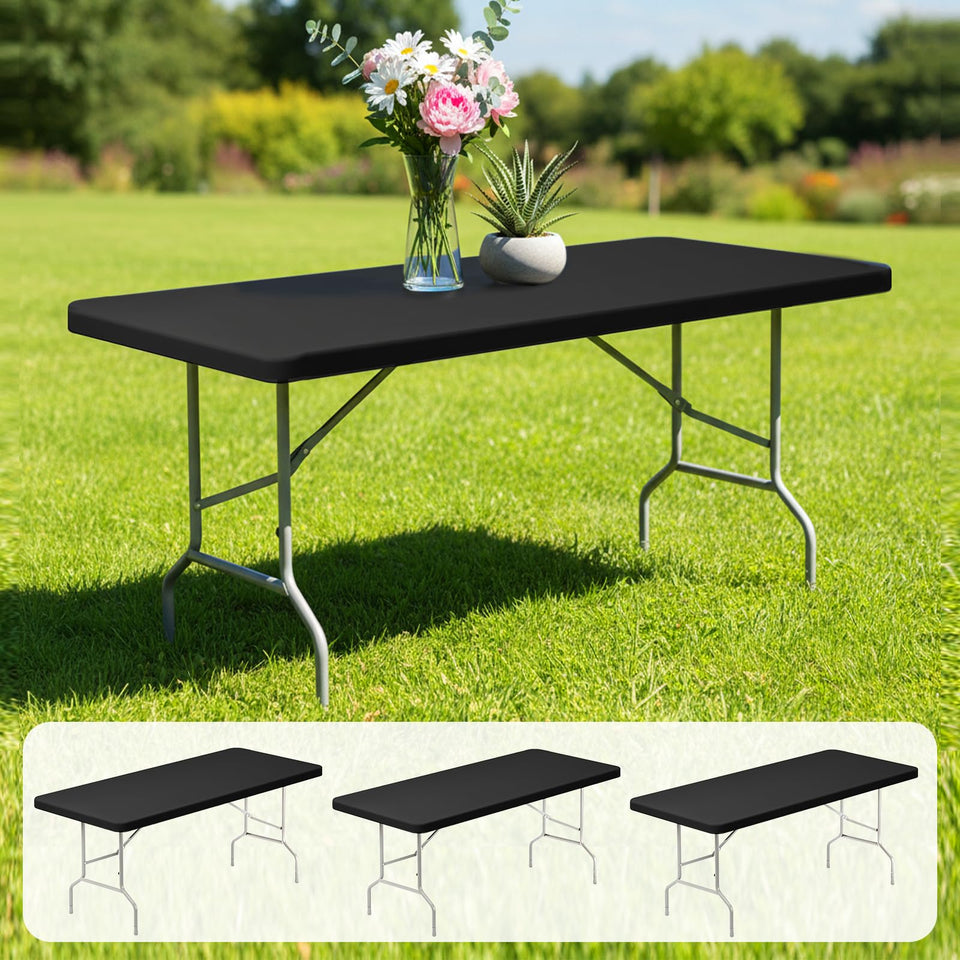 Fixwal 6ft elastic rectangle tablecloth on dining table for a sleek look