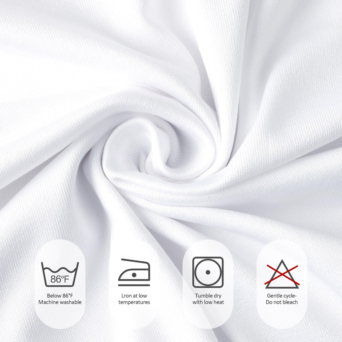 Fixwal white spandex tablecloth suits baby showers and birthdays with soft, durable fabric.