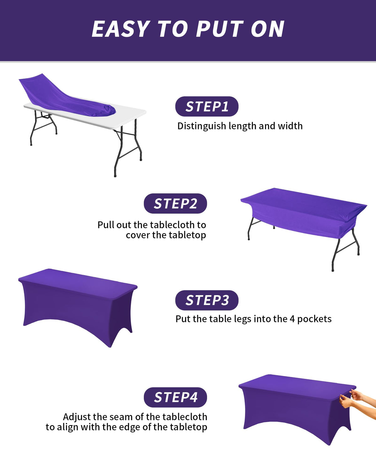 Fixwal purple tablecover used at a trade show or banquet display.