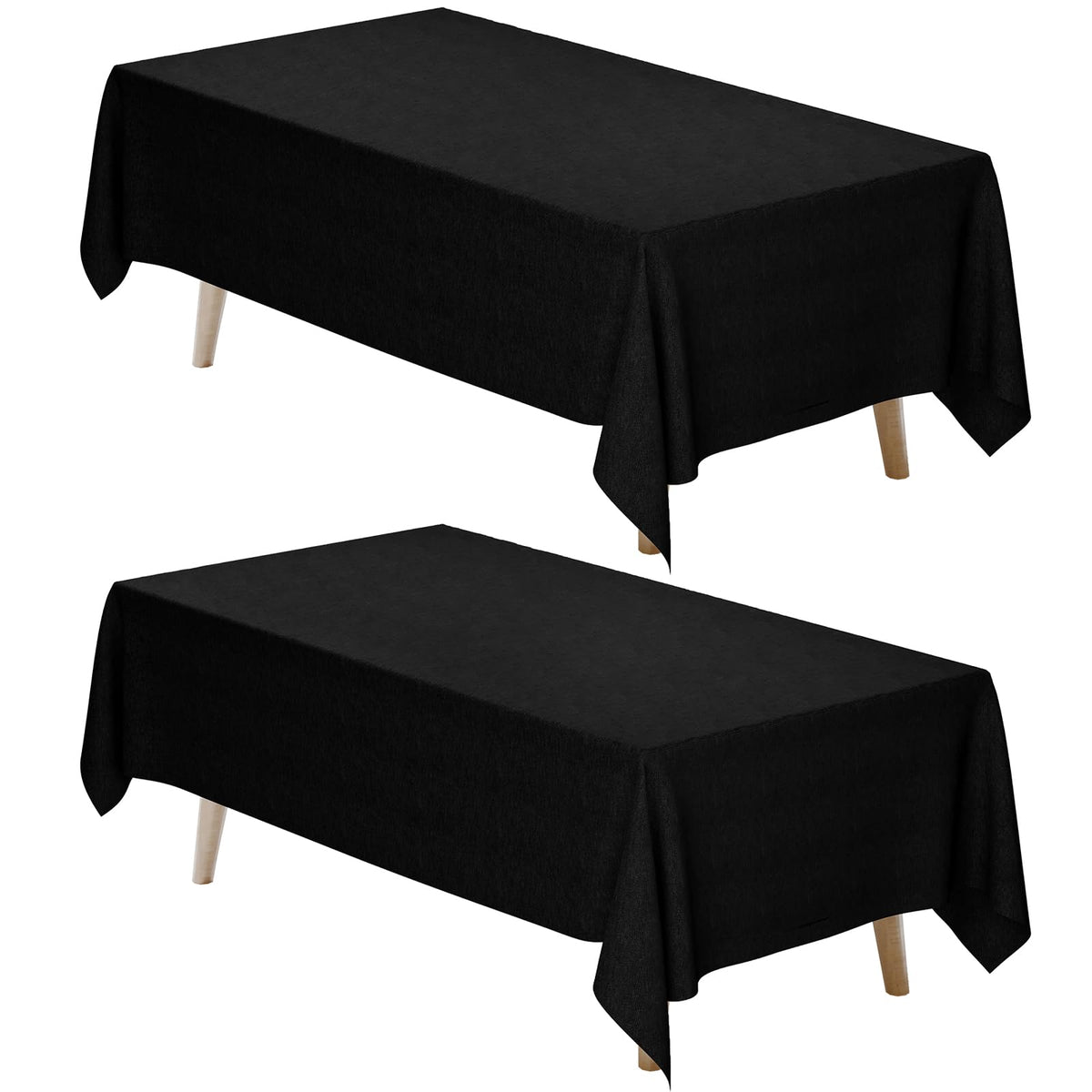 Fixwal Black Tablecloth 70x120 inch—close-up stitching shows durability and tear resistance for events.
