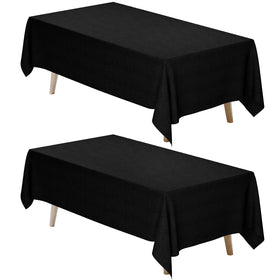 Fixwal Black Tablecloth 70x120 inch—close-up stitching shows durability and tear resistance for events.