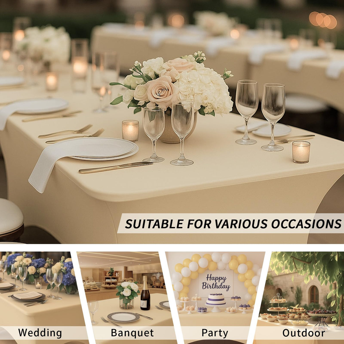 Fixwal dessert buffet table with champagne cover looking neat and professional