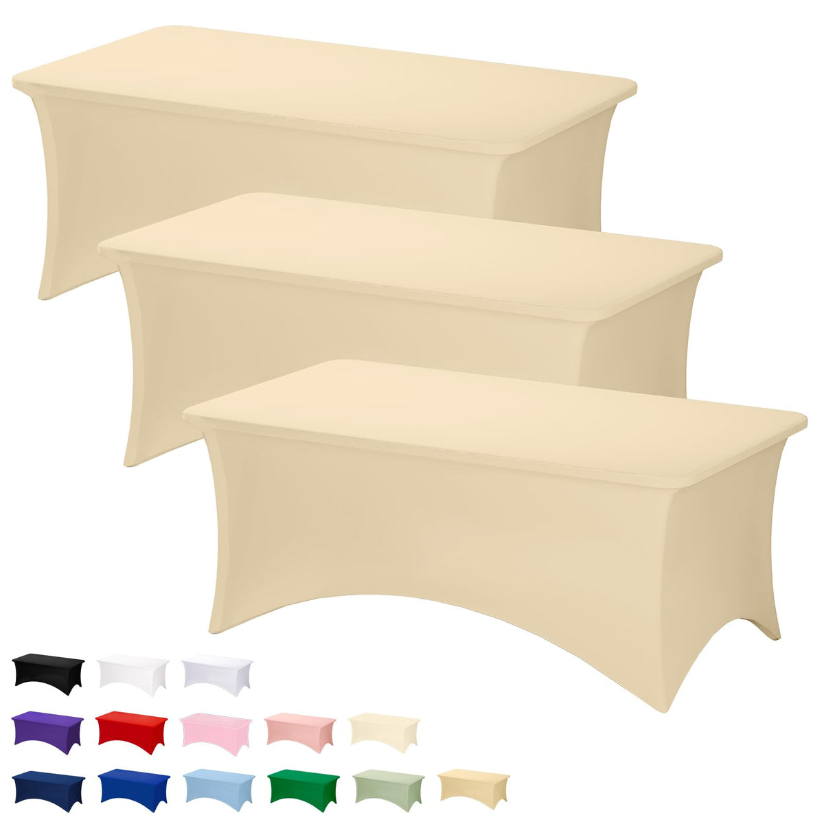 Fixwal champagne tablecloth on a 6ft table for a polished event presentation