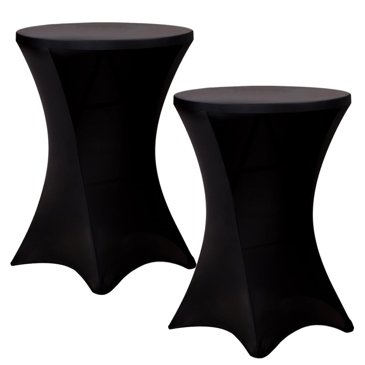 Fixwal cocktail tablecloth pack on two tables with a clean, concealed legs appearance