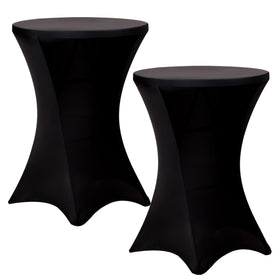 Fixwal cocktail tablecloth pack on two tables with a clean, concealed legs appearance