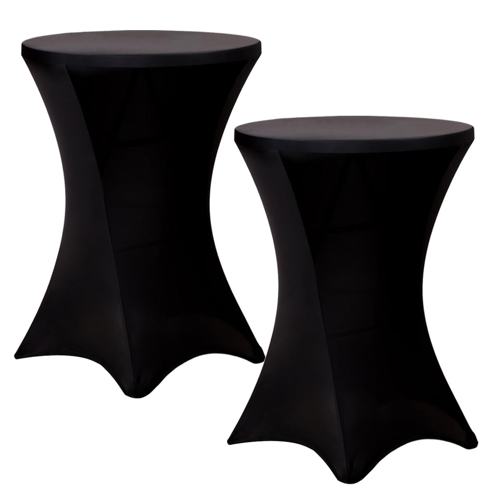 Fixwal cocktail tablecloth pack on two tables with a clean, concealed legs appearance