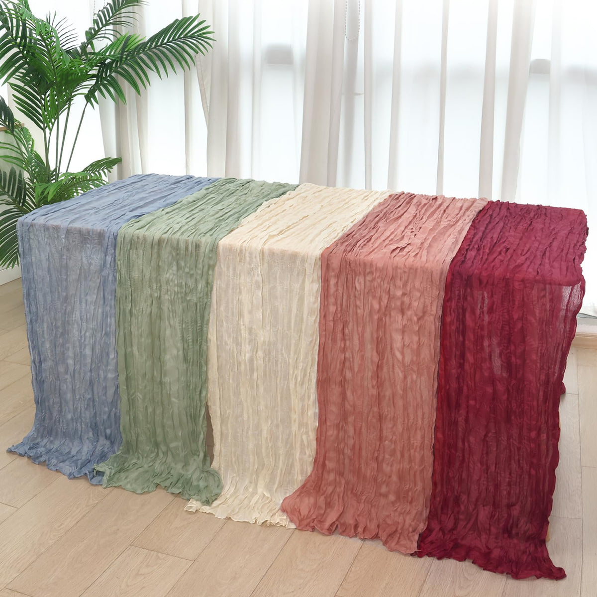 Fixwal 35x120 inch gauze runner suited for weddings and celebrations