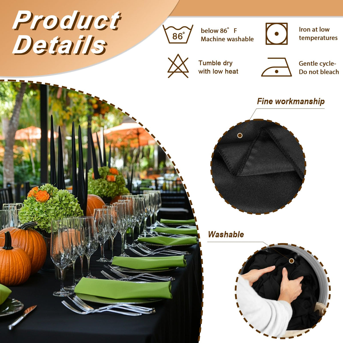 Fixwal table setup with black cloth enhances dining ambiance for formal events.