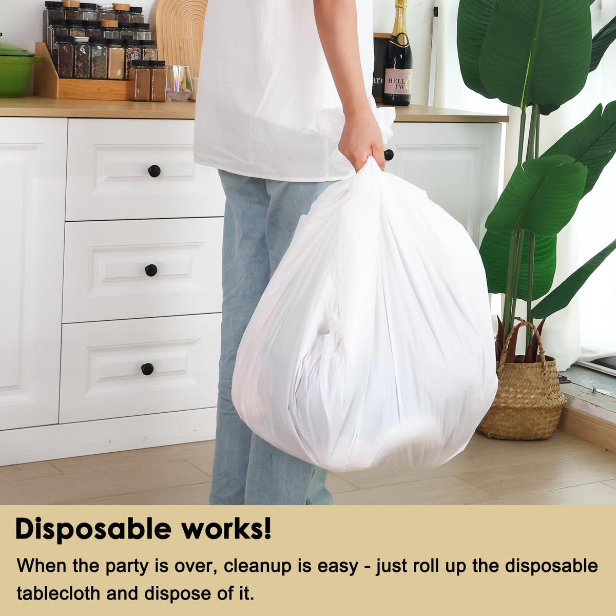 Fixwal disposable cleanup roll image demonstrating quick after-party disposal.