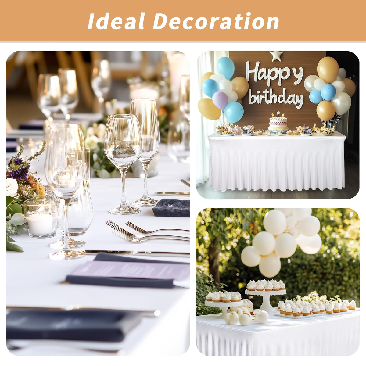 Fixwal 6ft table drape suits weddings, showers, and birthdays with soft, durable fabric.