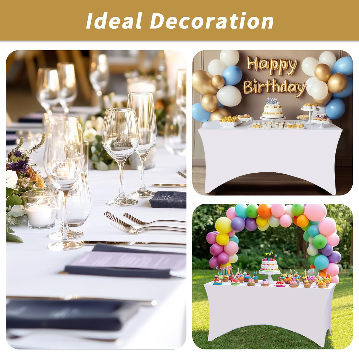 Fixwal easy-care white table cover 6ft machine washable for quick event prep