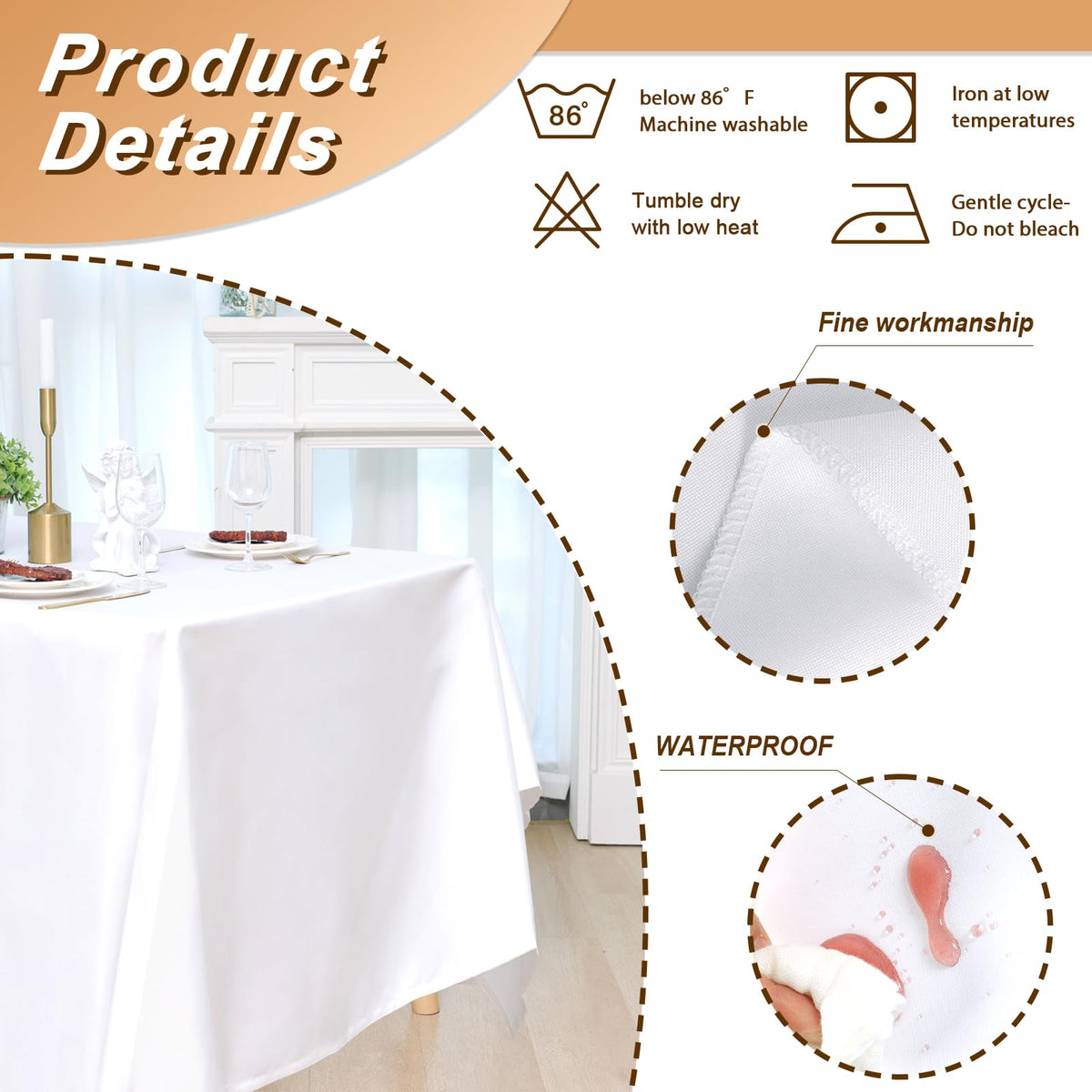 Fade-resistant polyester keeps Fixwal tablecloth looking bright after washes