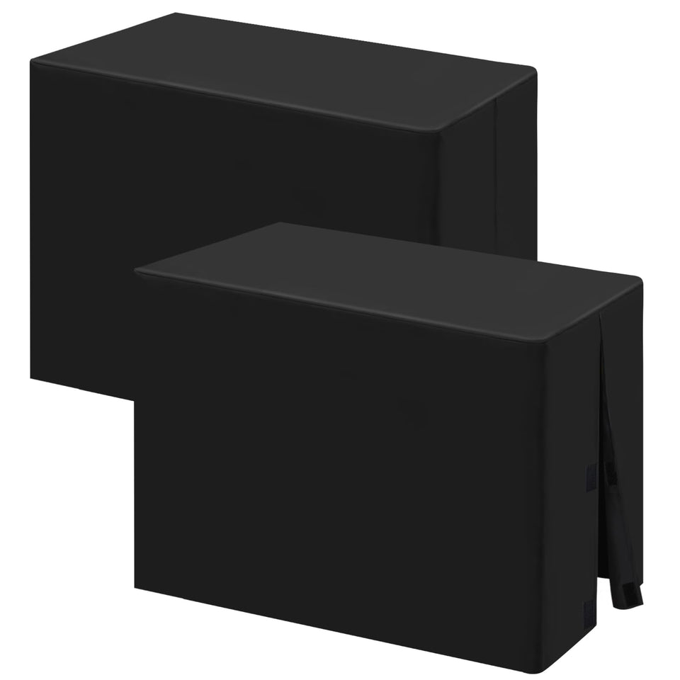 Fixwal fitted tablecloth in black 48x24, two-pack, durable and easy-care for events.