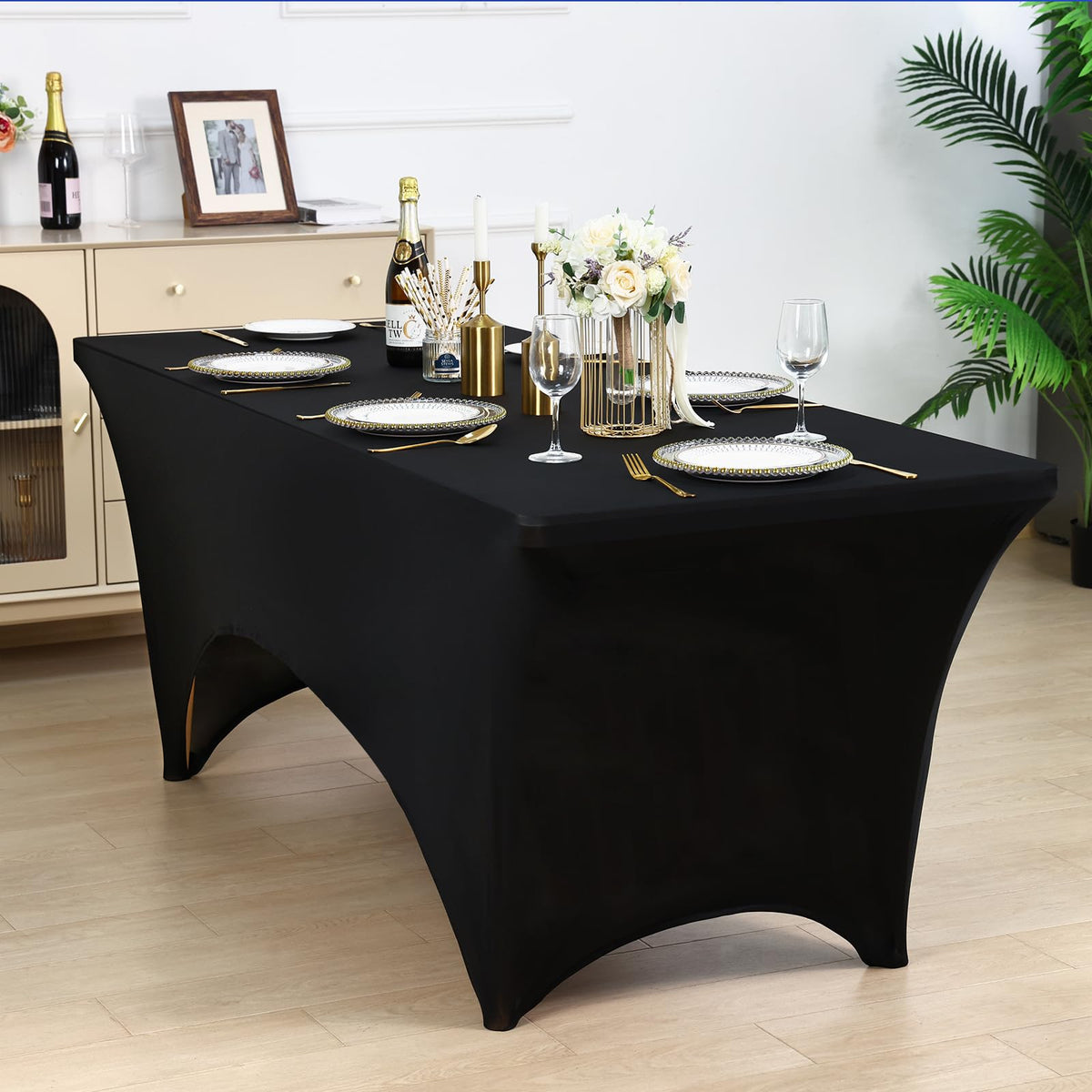 Fixwal four-leg-pocket Oxford tablecloth protects legs and extends fabric life