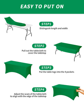 Fixwal green stretch table cloth on a draped 6ft table creates a polished display.