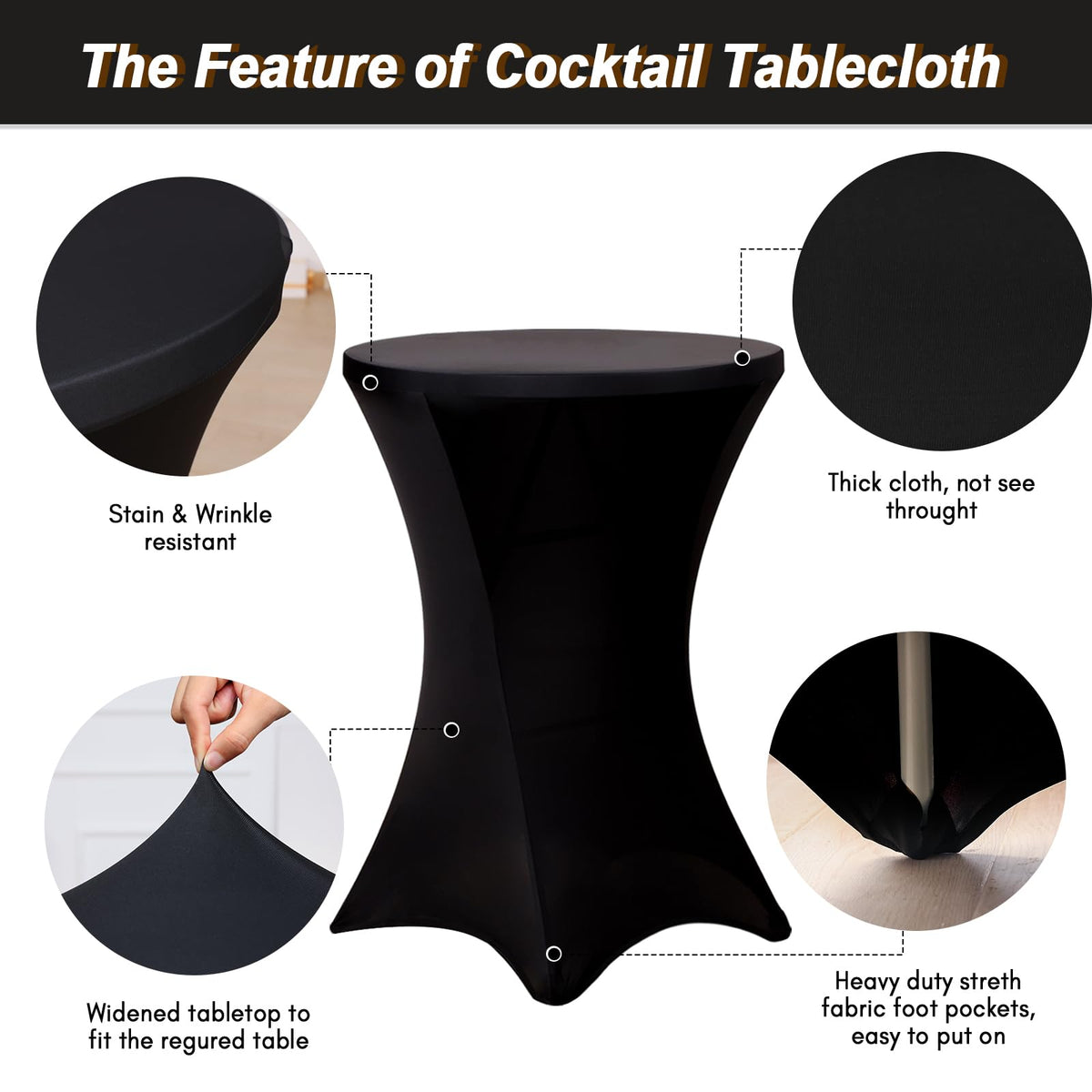 Fixwal high table cover stretched over bar-height table for a polished look