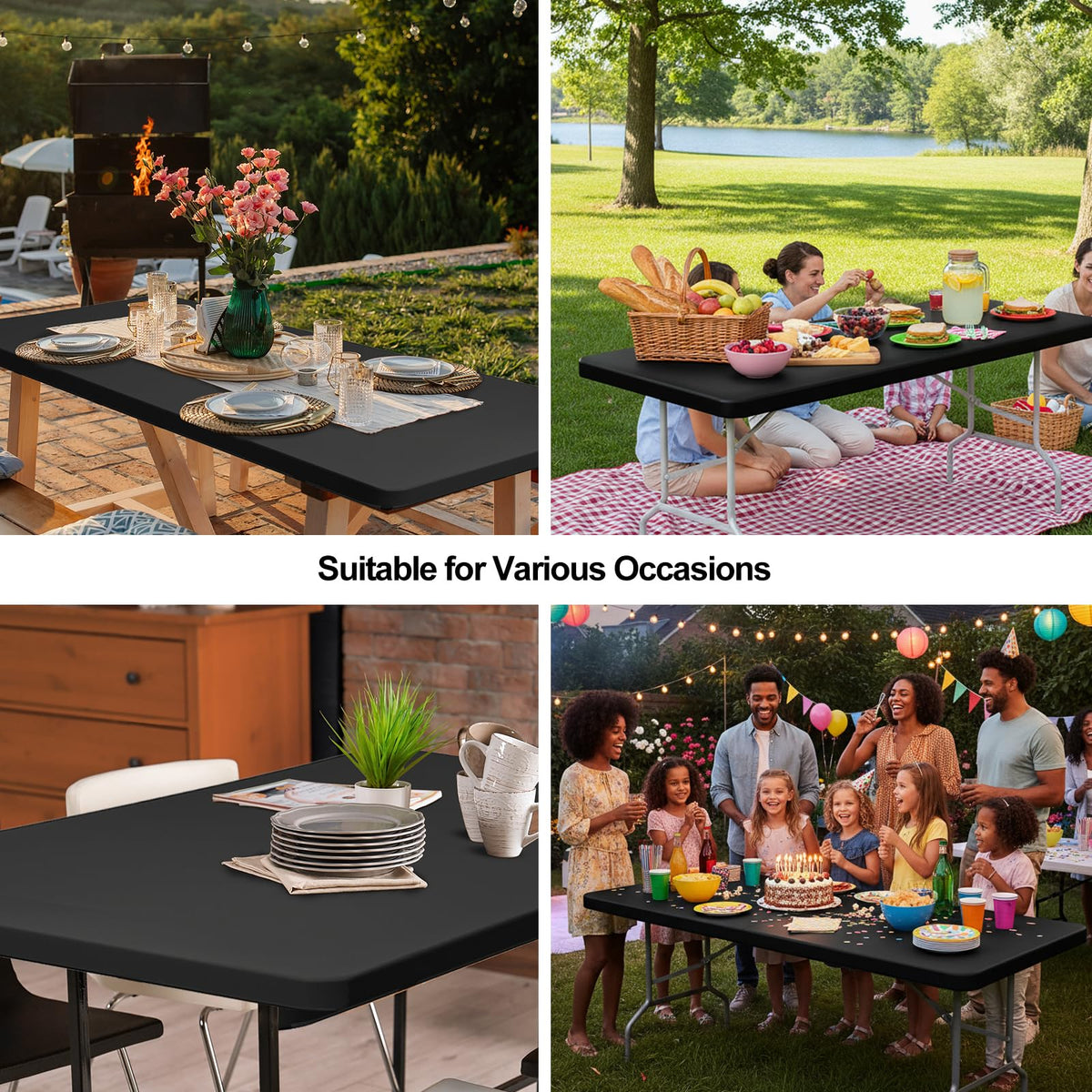Fixwal indoor-outdoor table cover protects furniture with stretch fabric