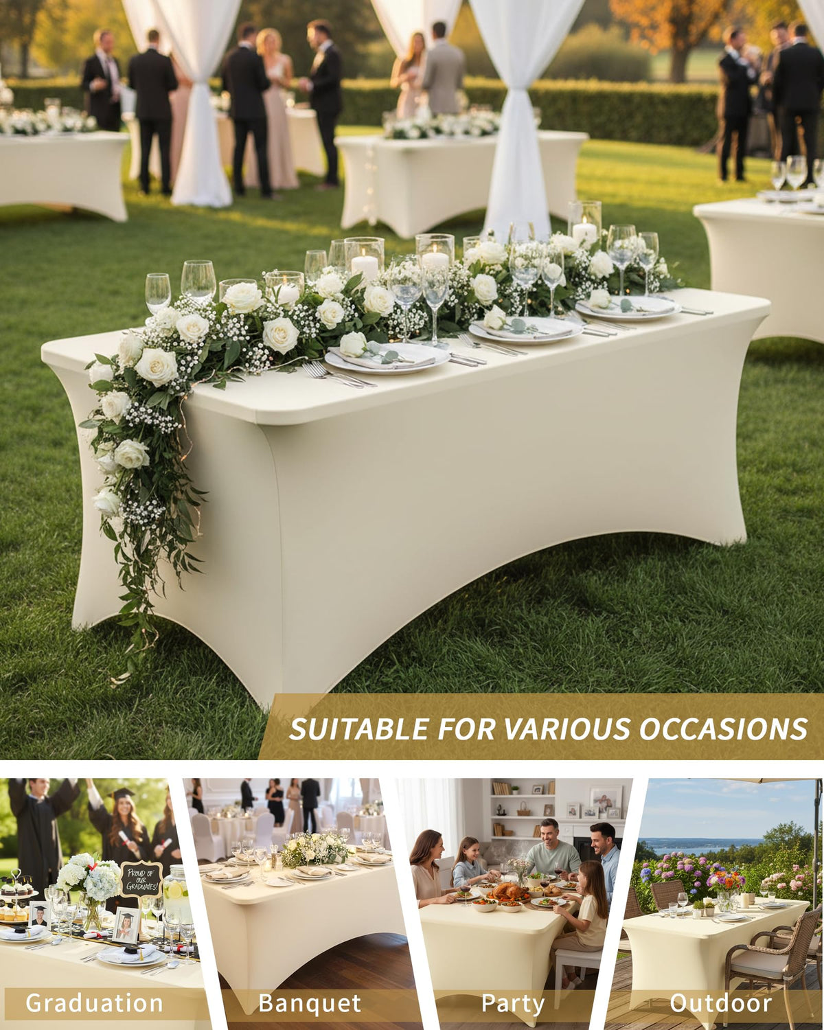 Fixwal ivory dining event backdrop creates inviting table ambiance.
