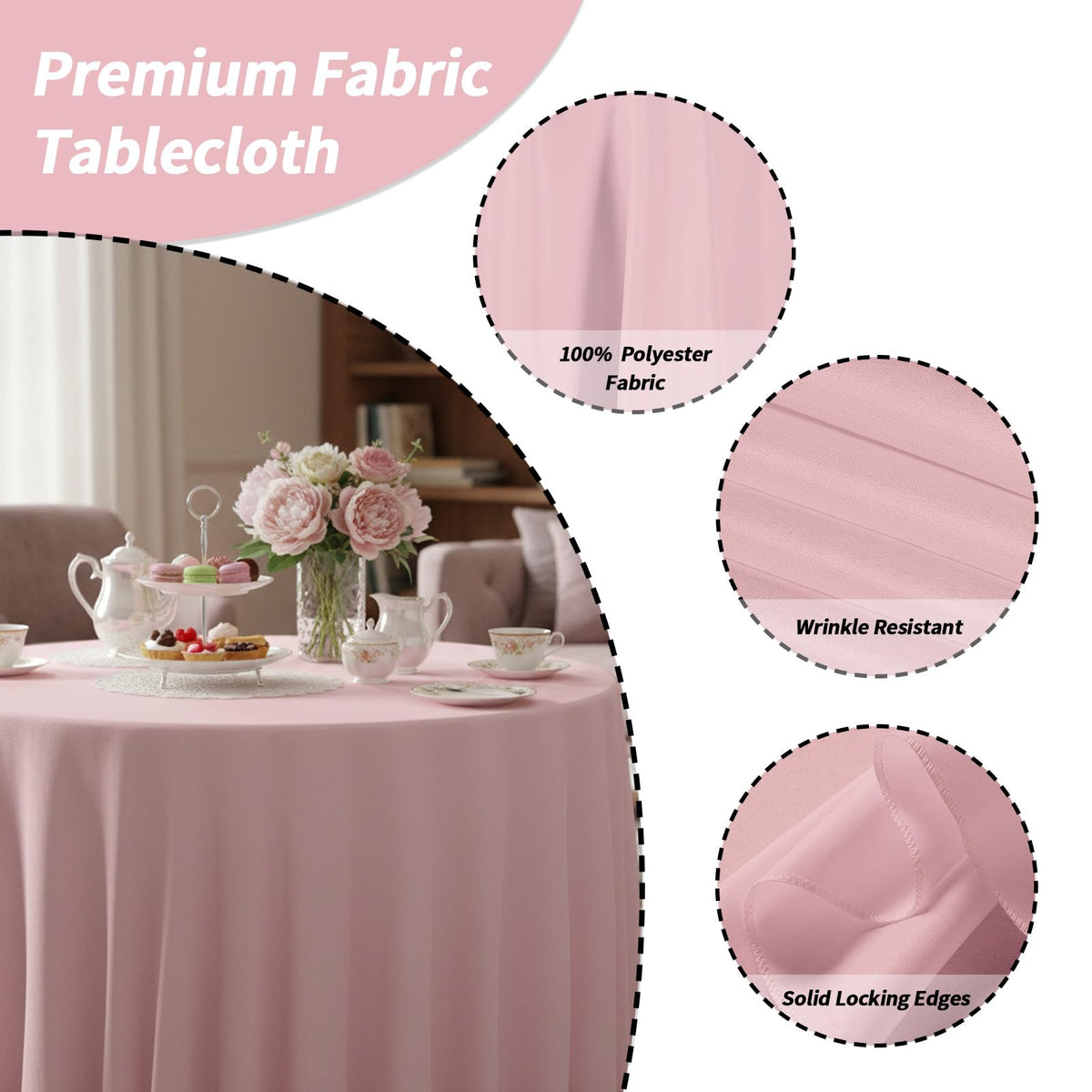 Machine-washed Fixwal pink round tablecloth in gentle cycle