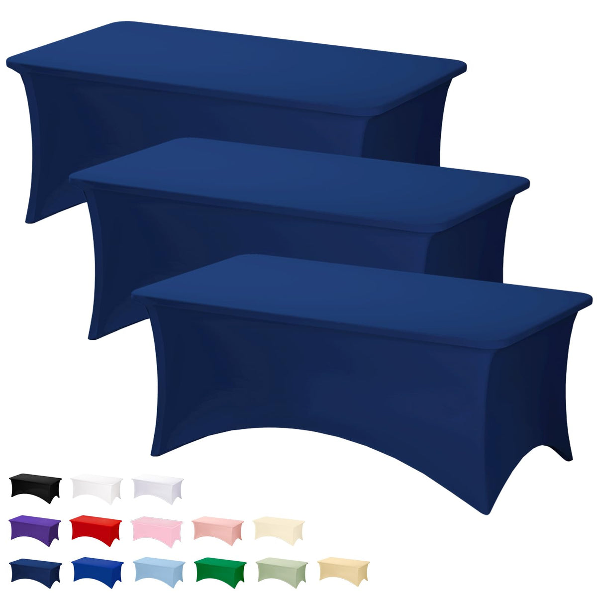 Fixwal navy blue 6ft tablecloth flatlay for a clean, professional setup