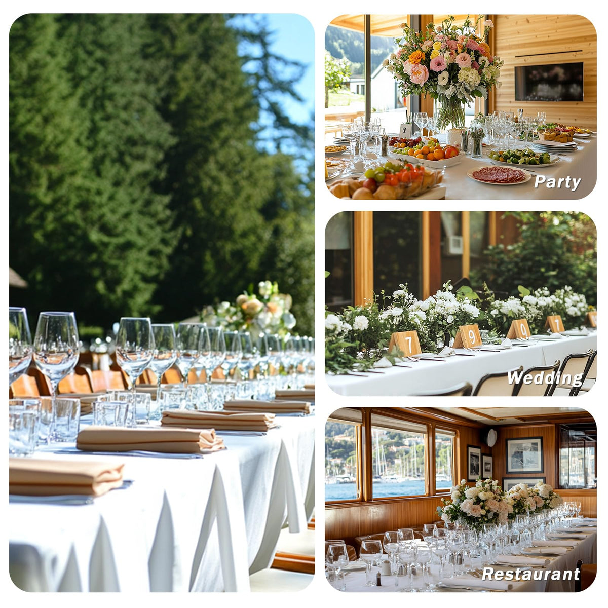 Outdoor dining scene highlights easy care and quick cleaning