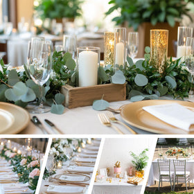 Fixwal outdoor and indoor dining setup with a white tablecloth suitable for events.