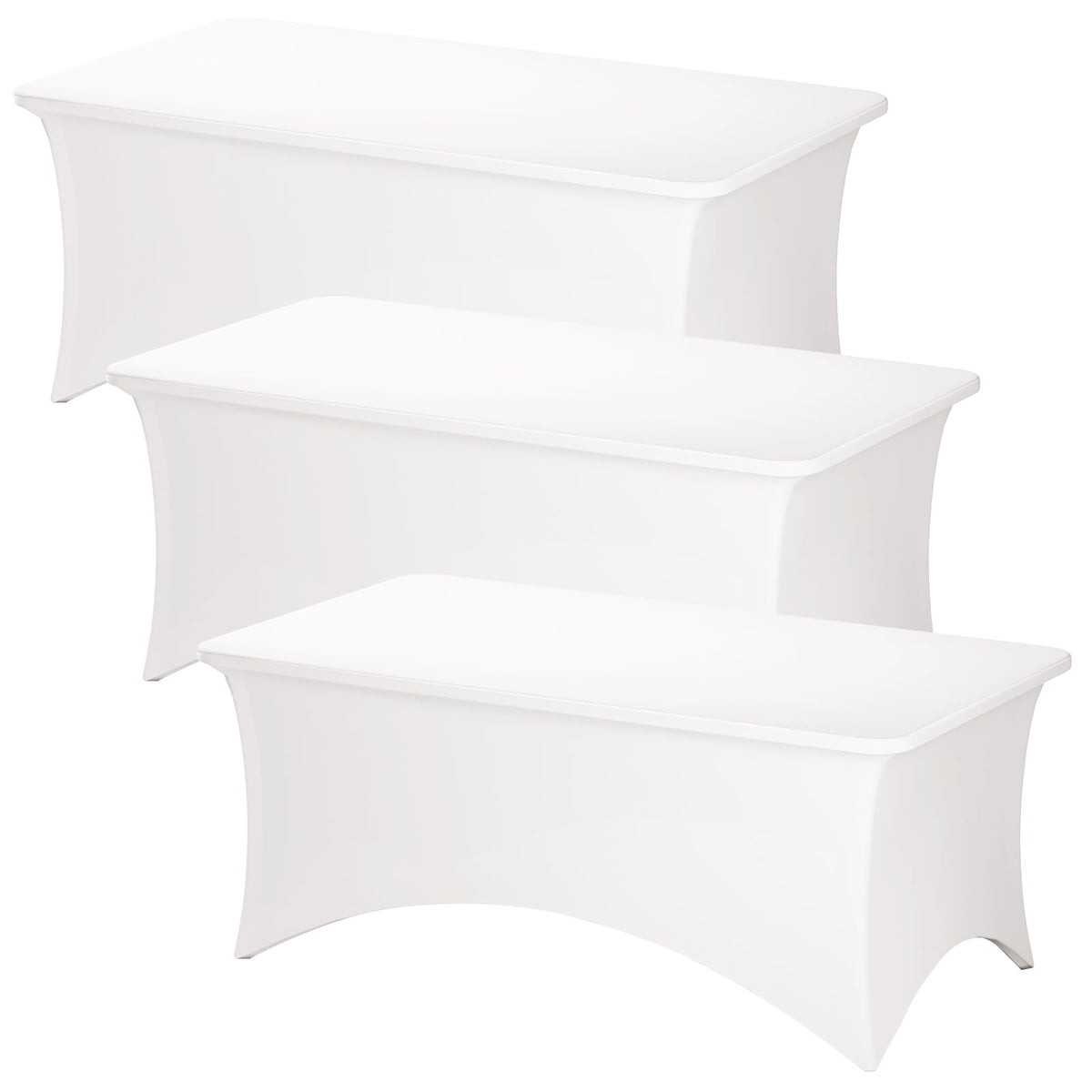 Fixwal pearl white tablecloth fitted to a 6ft rectangle for a clean, professional look.