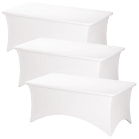 Fixwal pearl white tablecloth fitted to a 6ft rectangle for a clean, professional look.