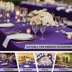 Fixwal purple tablecloth over banquet table for buffet or reception