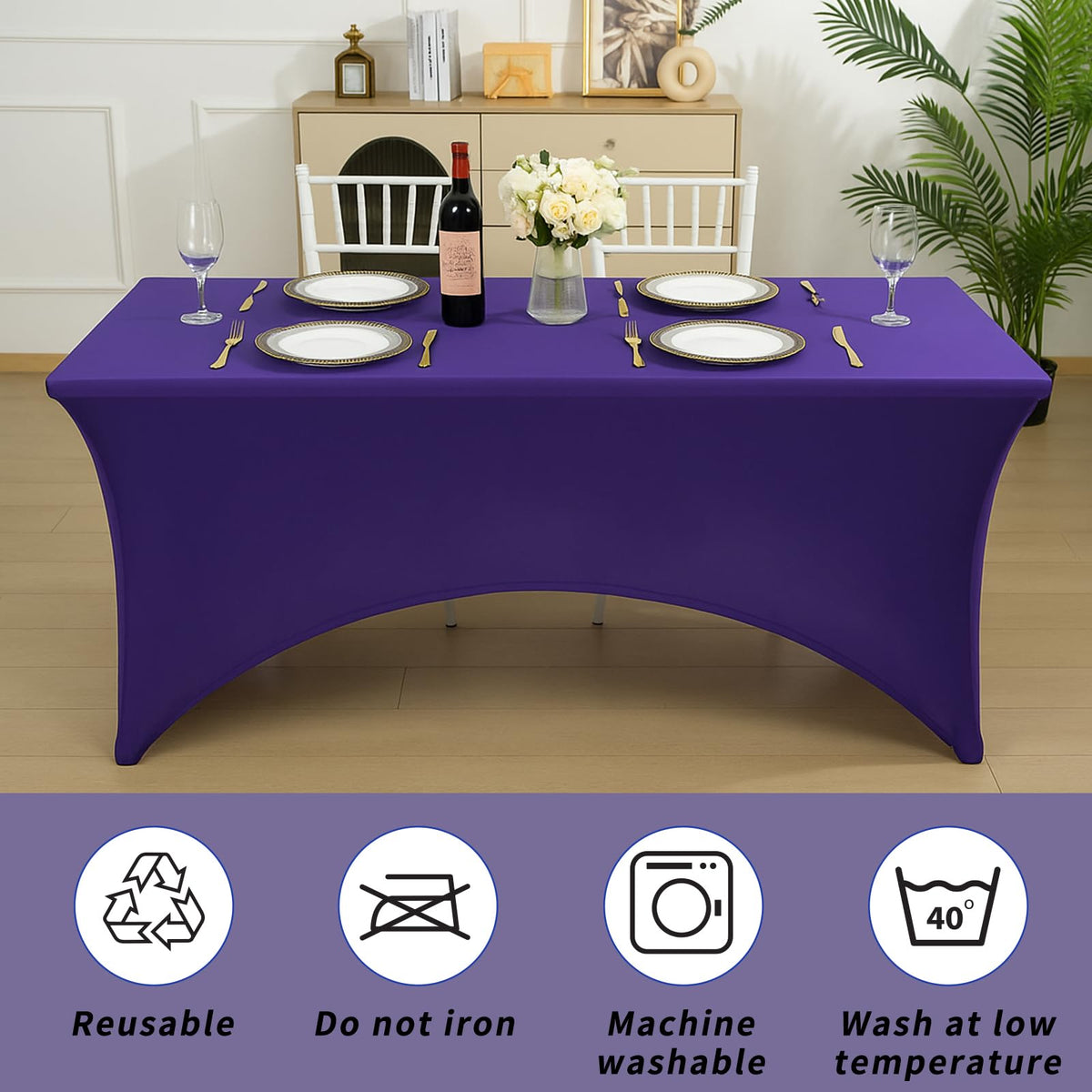Fixwal purple tablecloth at a trade show booth boosts brand appearance