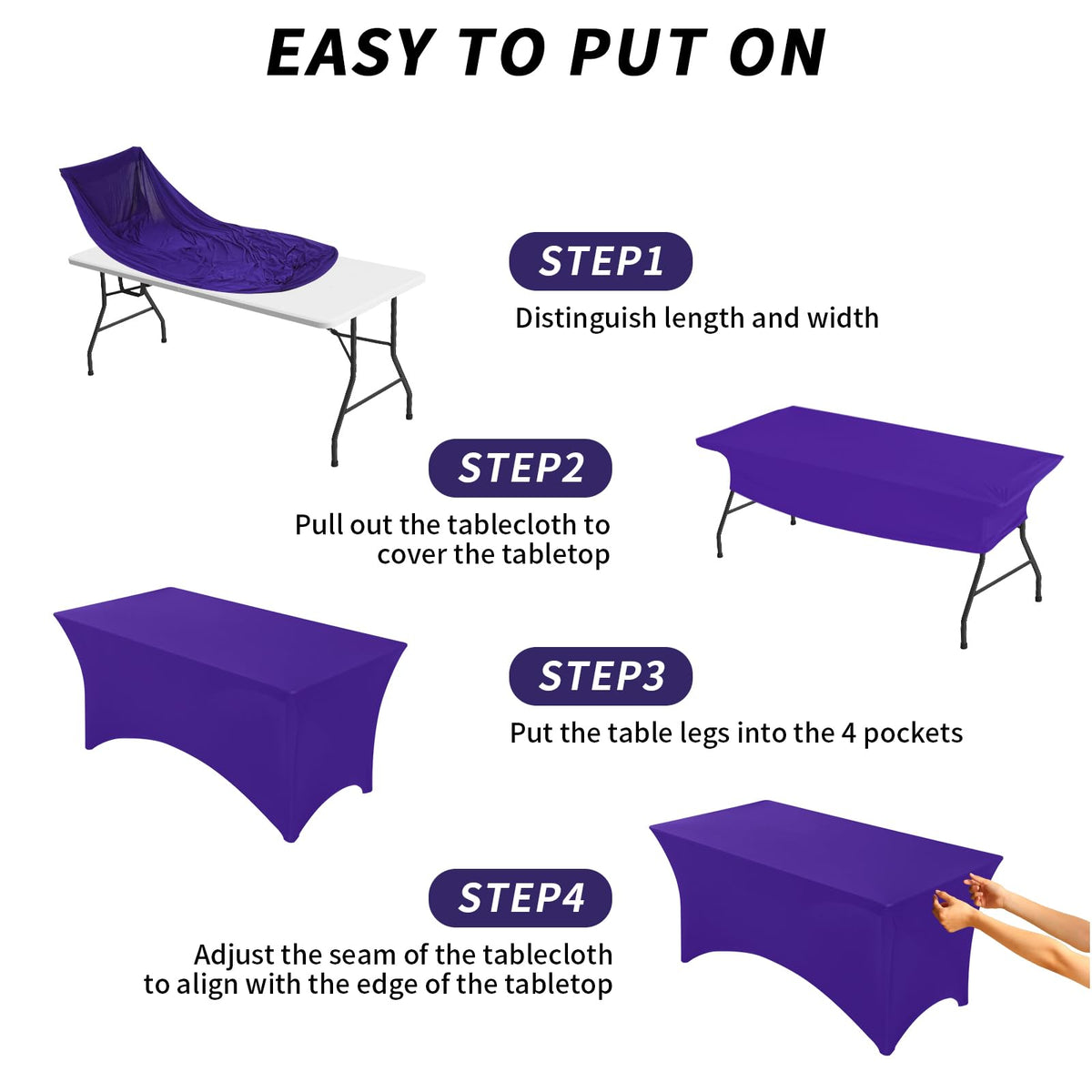 Fixwal purple tablecloth at a wedding dining setup enhances color and ambiance
