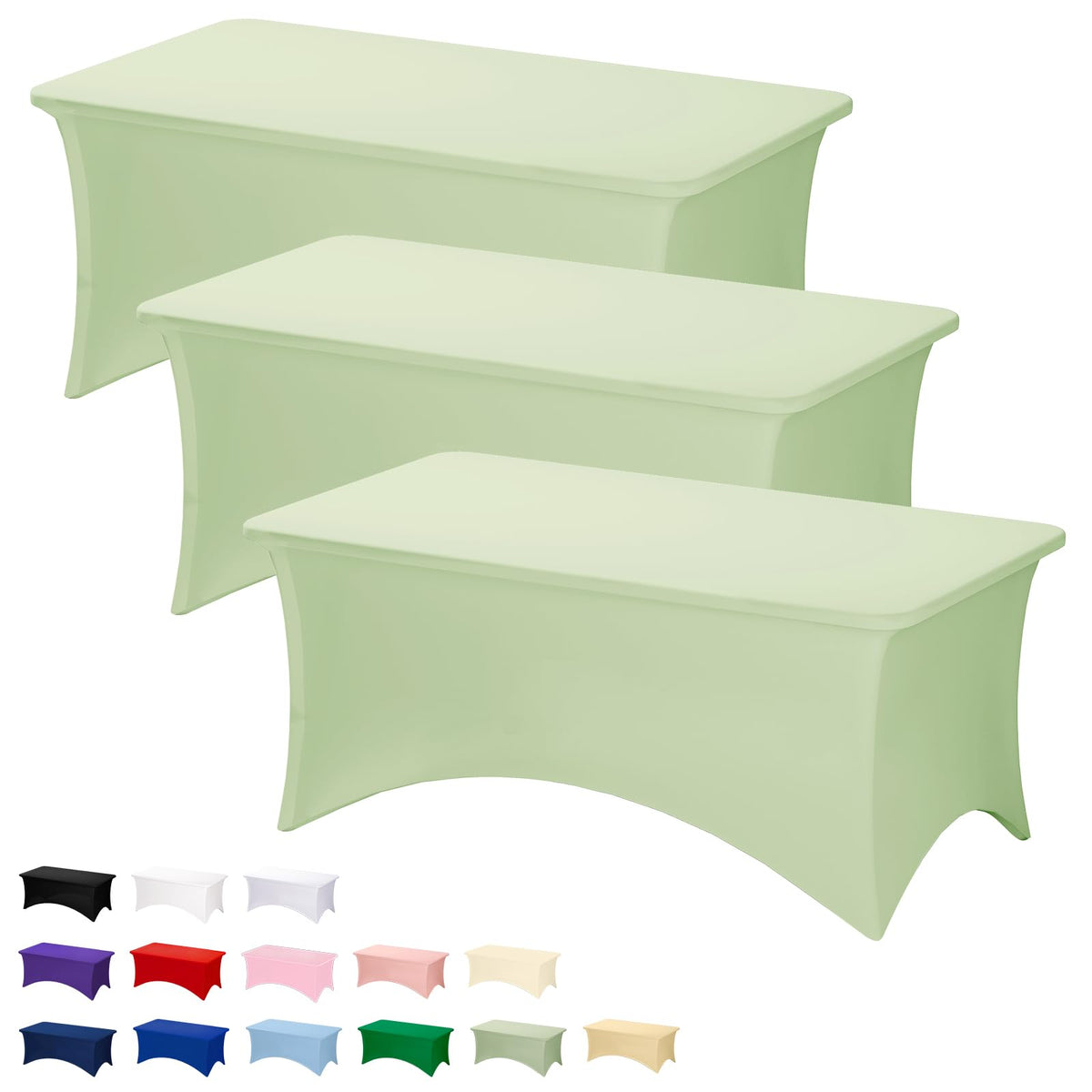 Fixwal sage-green 6ft fitted tablecloth offers a clean, wrinkle-free look for events.