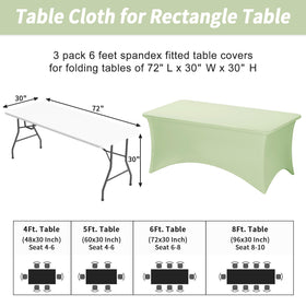 Fixwal sage-green tablecloth draped over a 6ft folding table for a professional display.