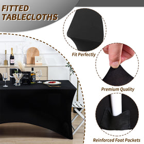 Fixwal spandex fitted rectangle tablecloth on an 8ft table showing smooth fit