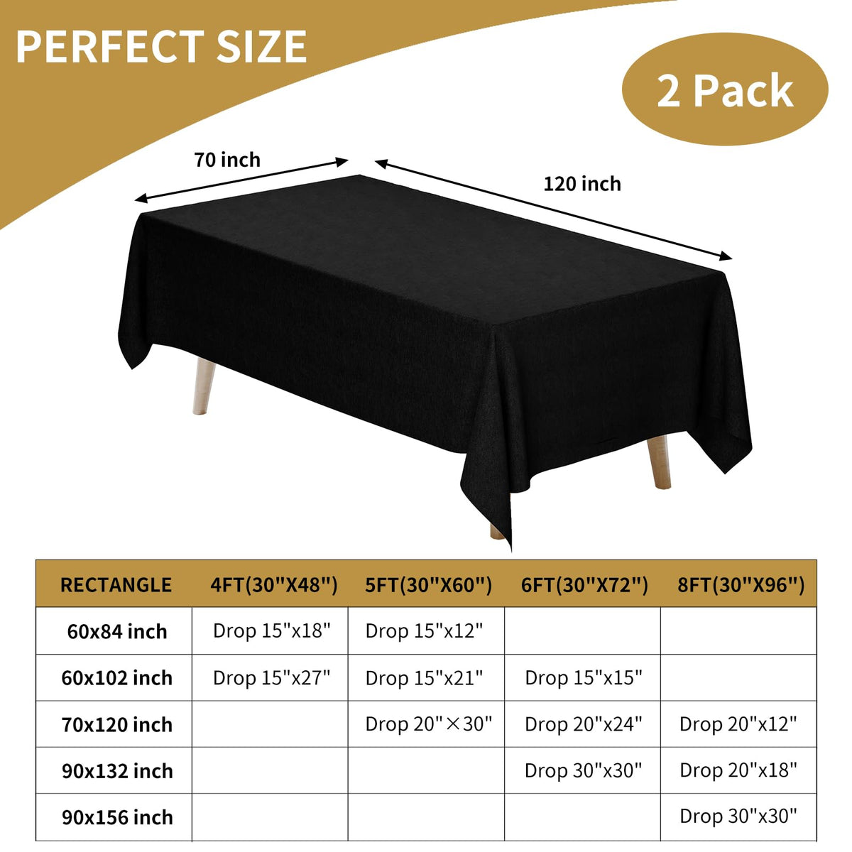 Fixwal tablecloth 70x120 inch—fade-resistant color that stays vibrant after washing.
