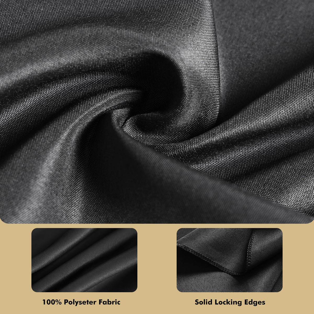 Fixwal black table cover— fits 6-8 ft tables with a clean drape.