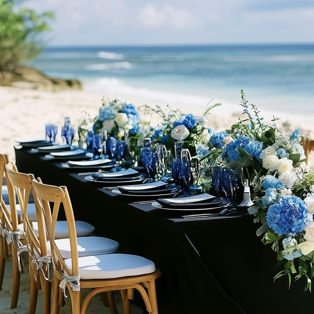 Fixwal tablecloth outdoor dining setup with smooth drape