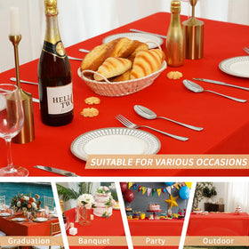 Fixwal red tablecloth suitable for trade shows and weddings.