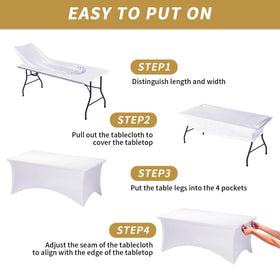Fixwal trade show white table cover showing easy installation and secure fit